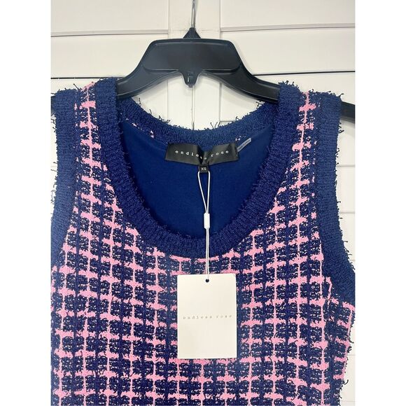NWT Endless Rose Check Sleeveless Bouclé Sweater Dress Size XS - Picture 6 of 7